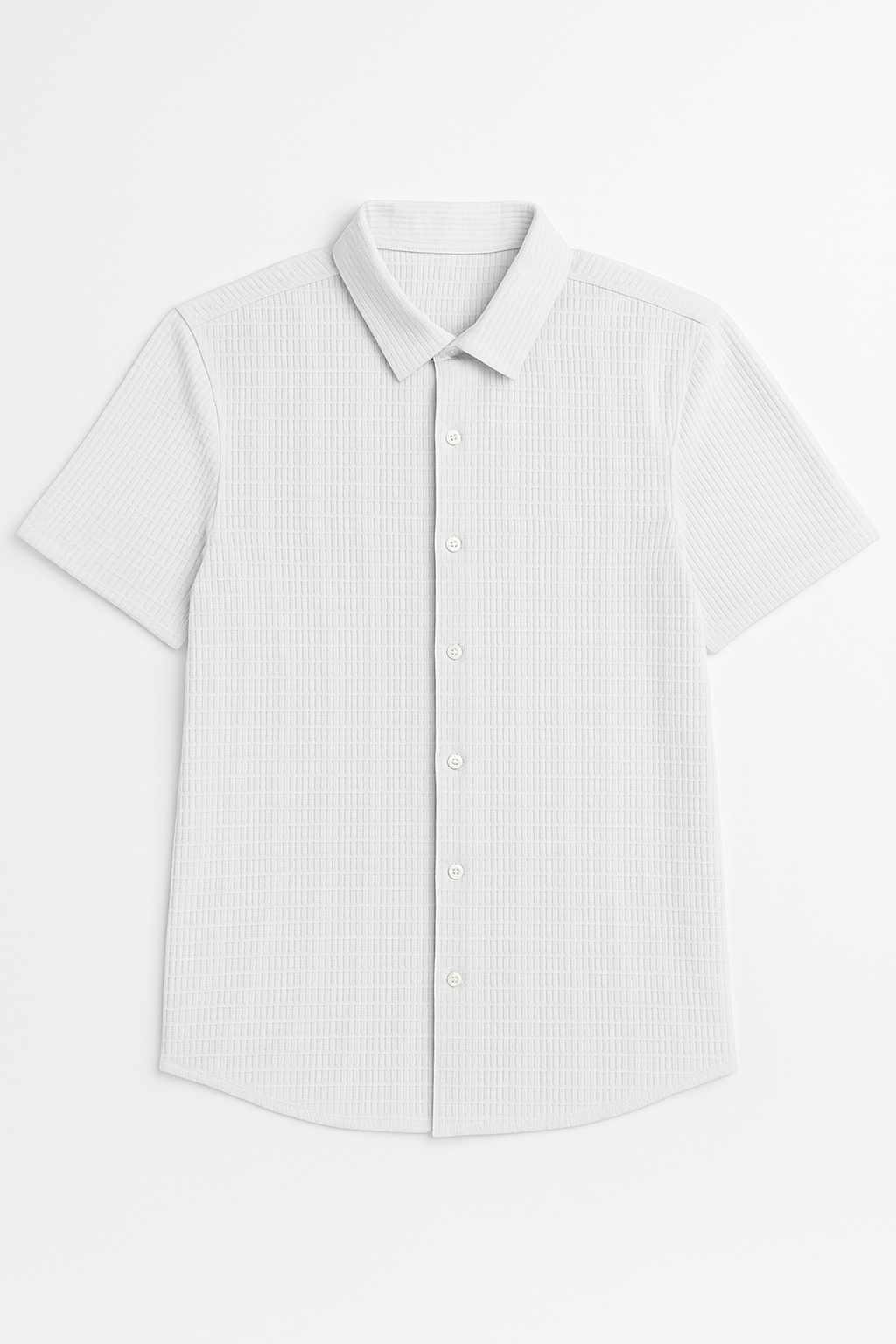 Camisas Para Hombre Manga Corta Con Textura B55357 Blanco