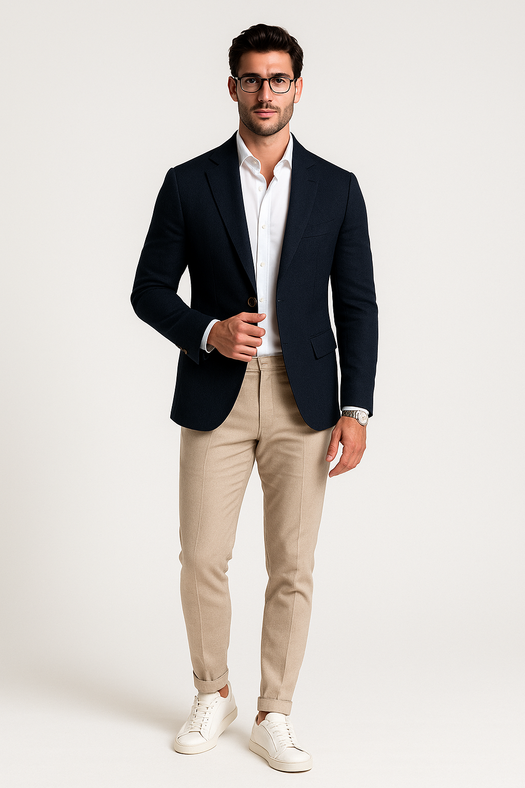 Blazers Para Hombre Casuales De Lino F51301 Marino