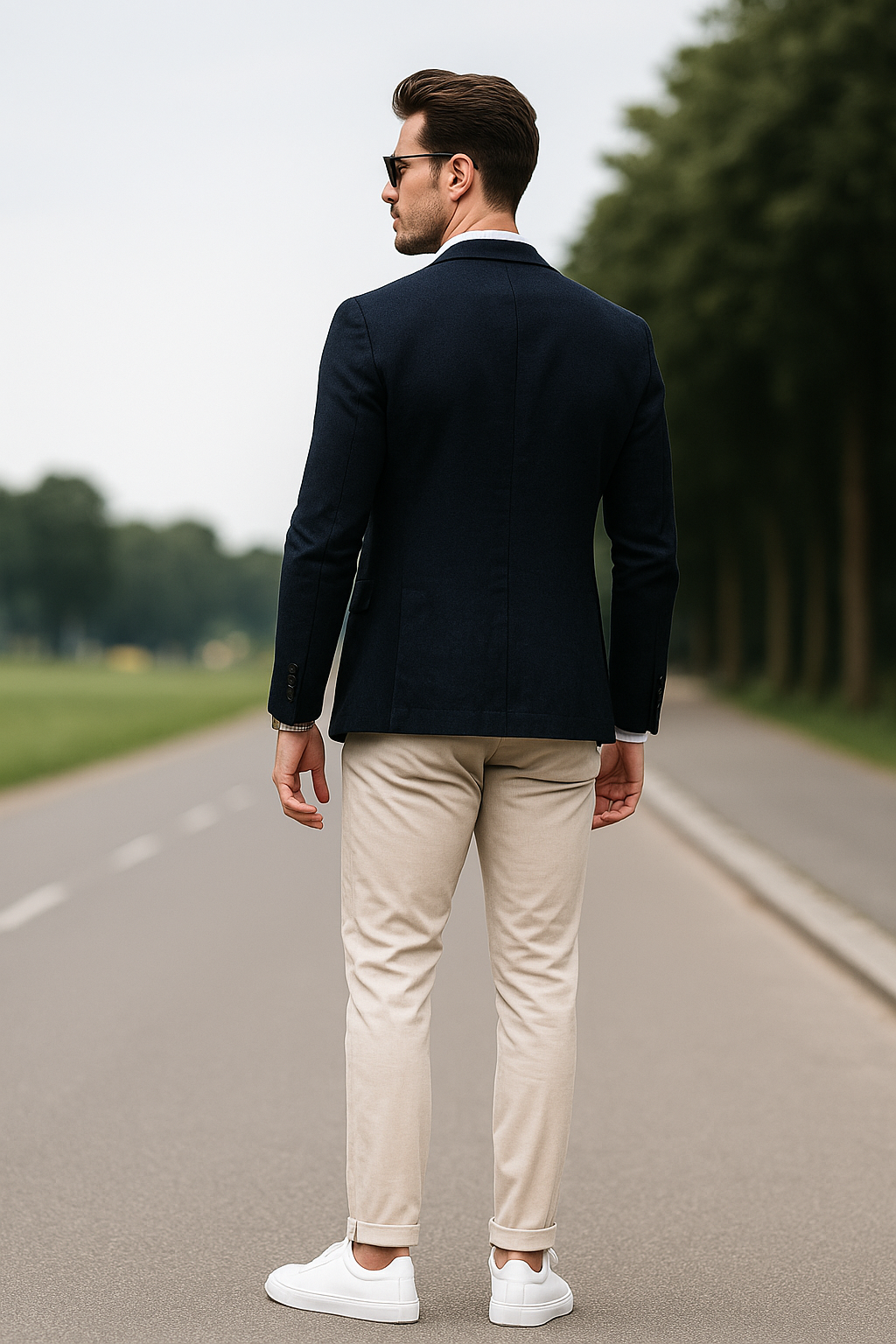 Blazers Para Hombre Casuales De Lino F51301 Marino