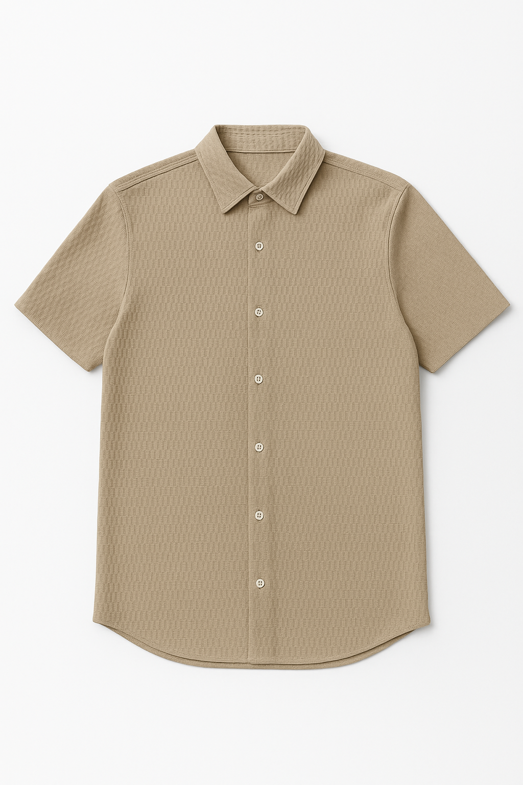 Camisas Para Hombre Manga Corta Con Textura B55357 Beige