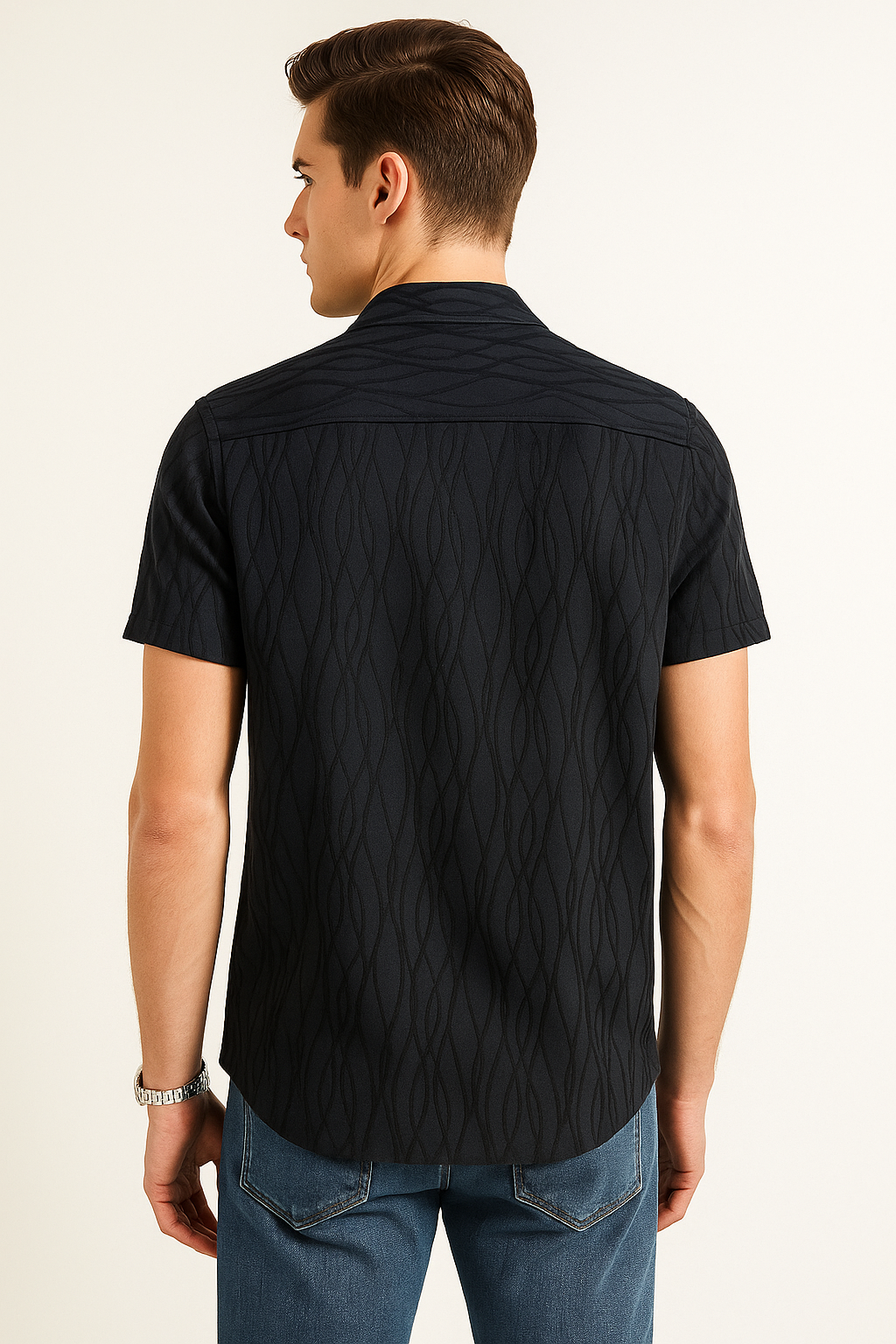 Camisas Para Hombre Soft Touch Jacquard B55361 Negro