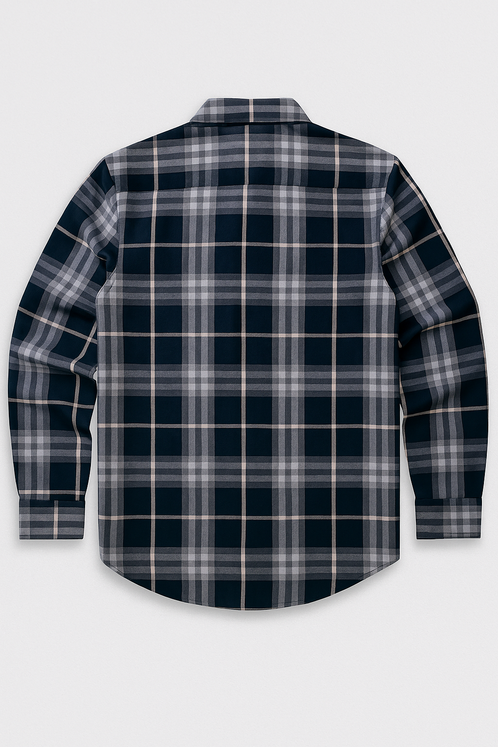 Camisas Para Hombre Manga Larga Cuadros B55308 Marino