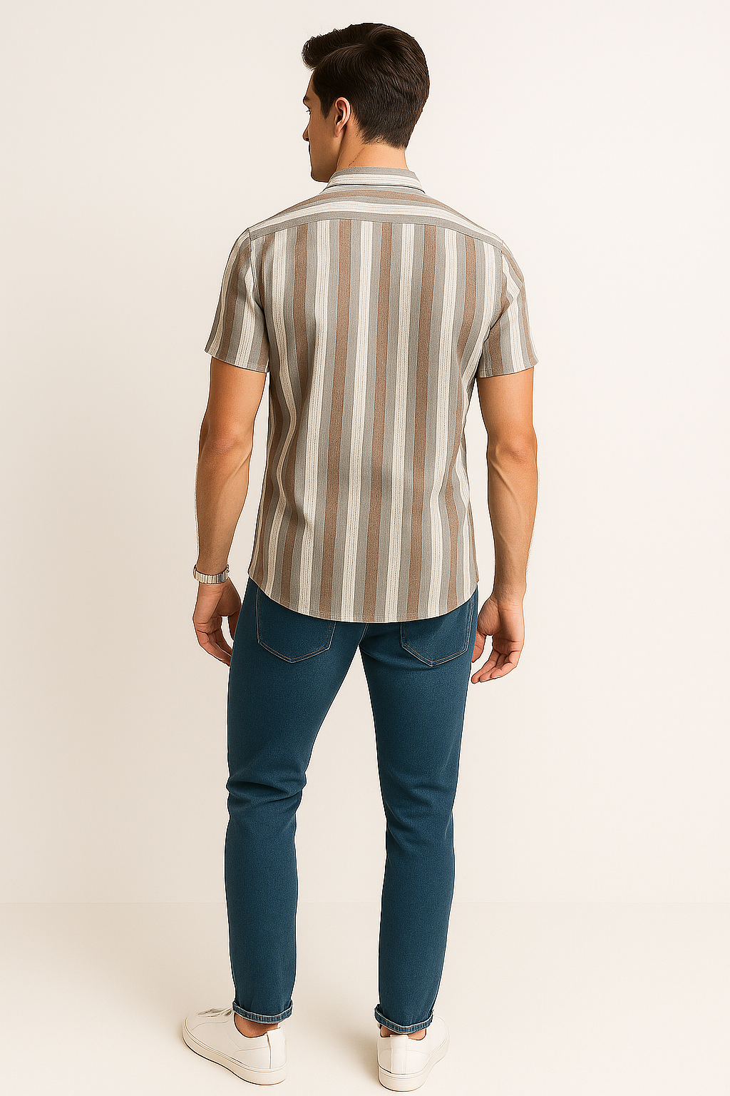 Camisas Para Hombre Manga Corta Chenille B55358 Gris