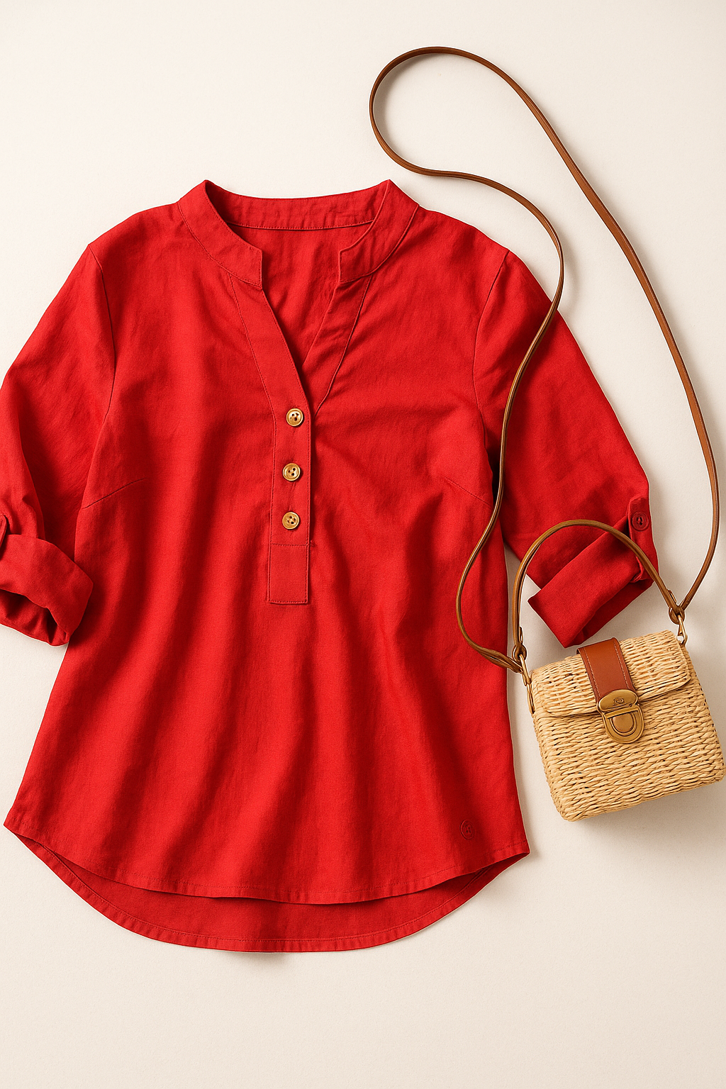 Blusas Para Mujer Tipo Lino Con Aletilla N51143 Rojo