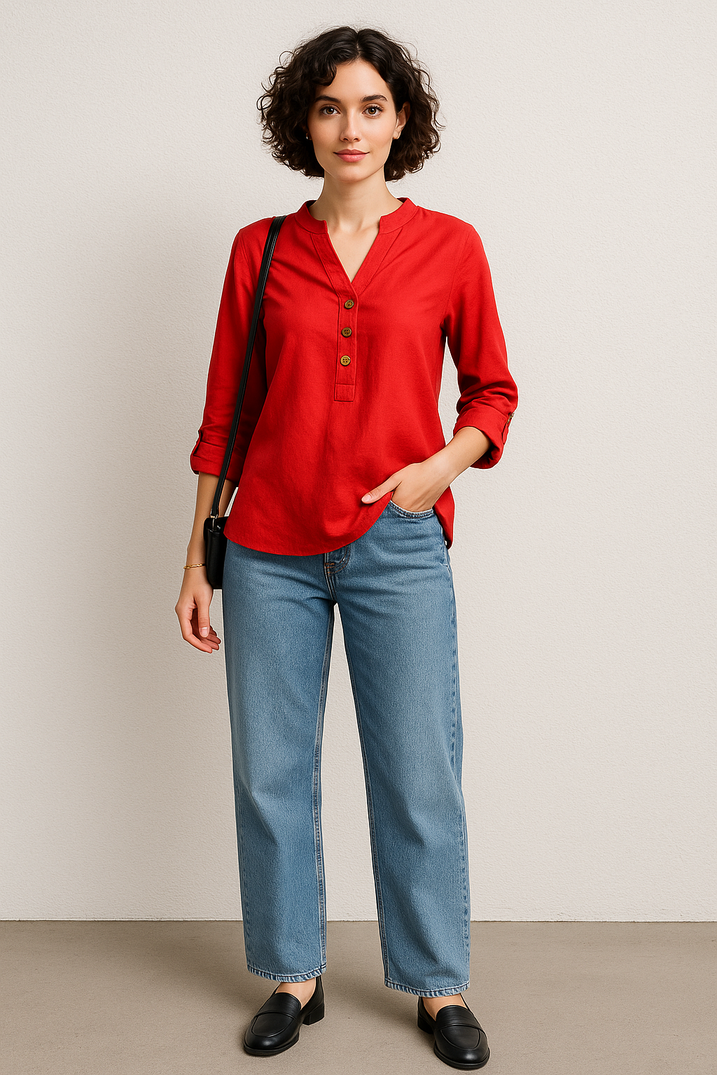 Blusas Para Mujer Tipo Lino Con Aletilla N51143 Rojo