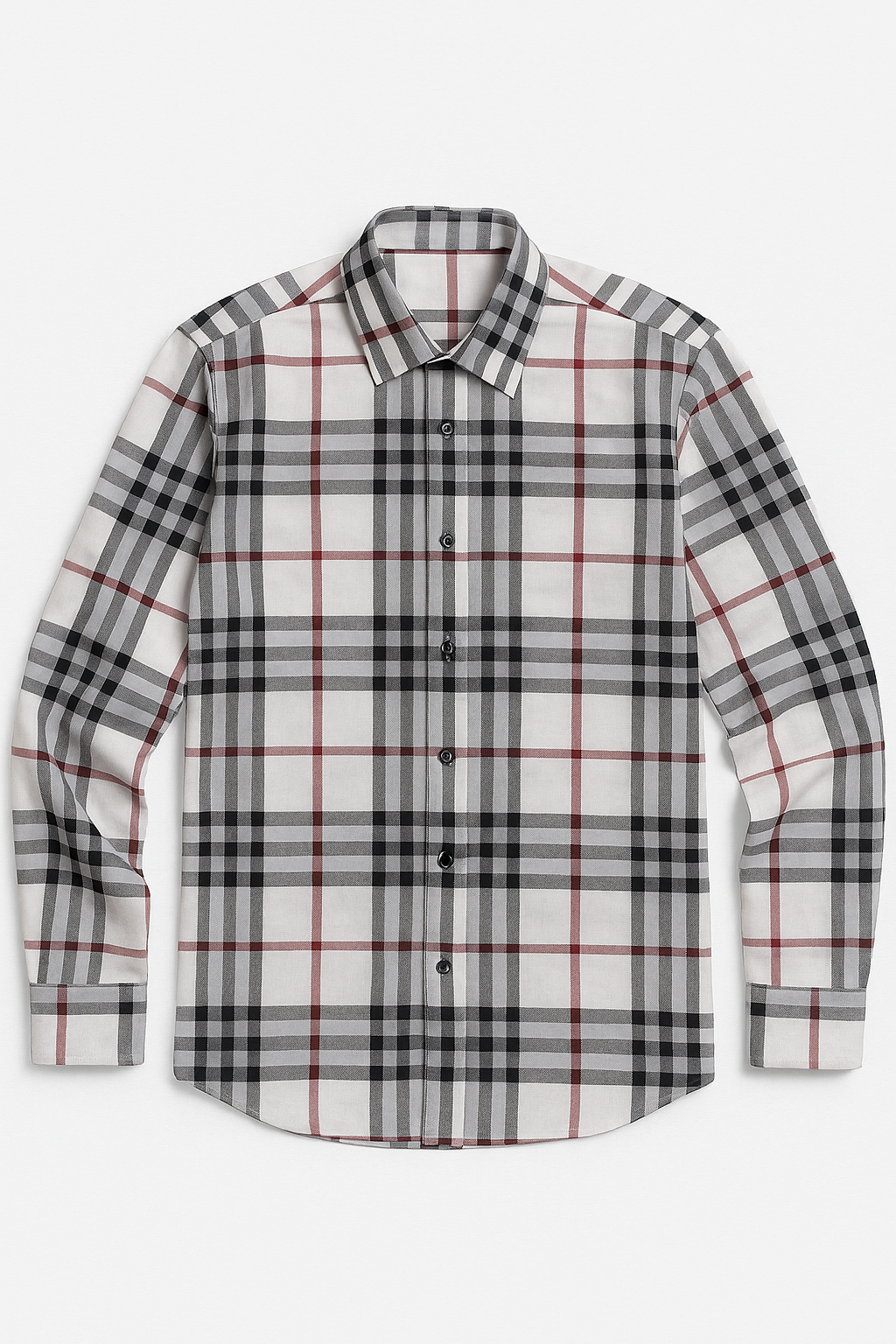 Camisas Para Hombre Manga Larga Cuadros B55308 Blanco