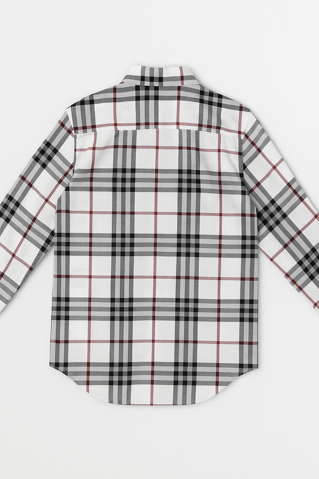 Camisas Para Hombre Manga Larga Cuadros B55308 Blanco