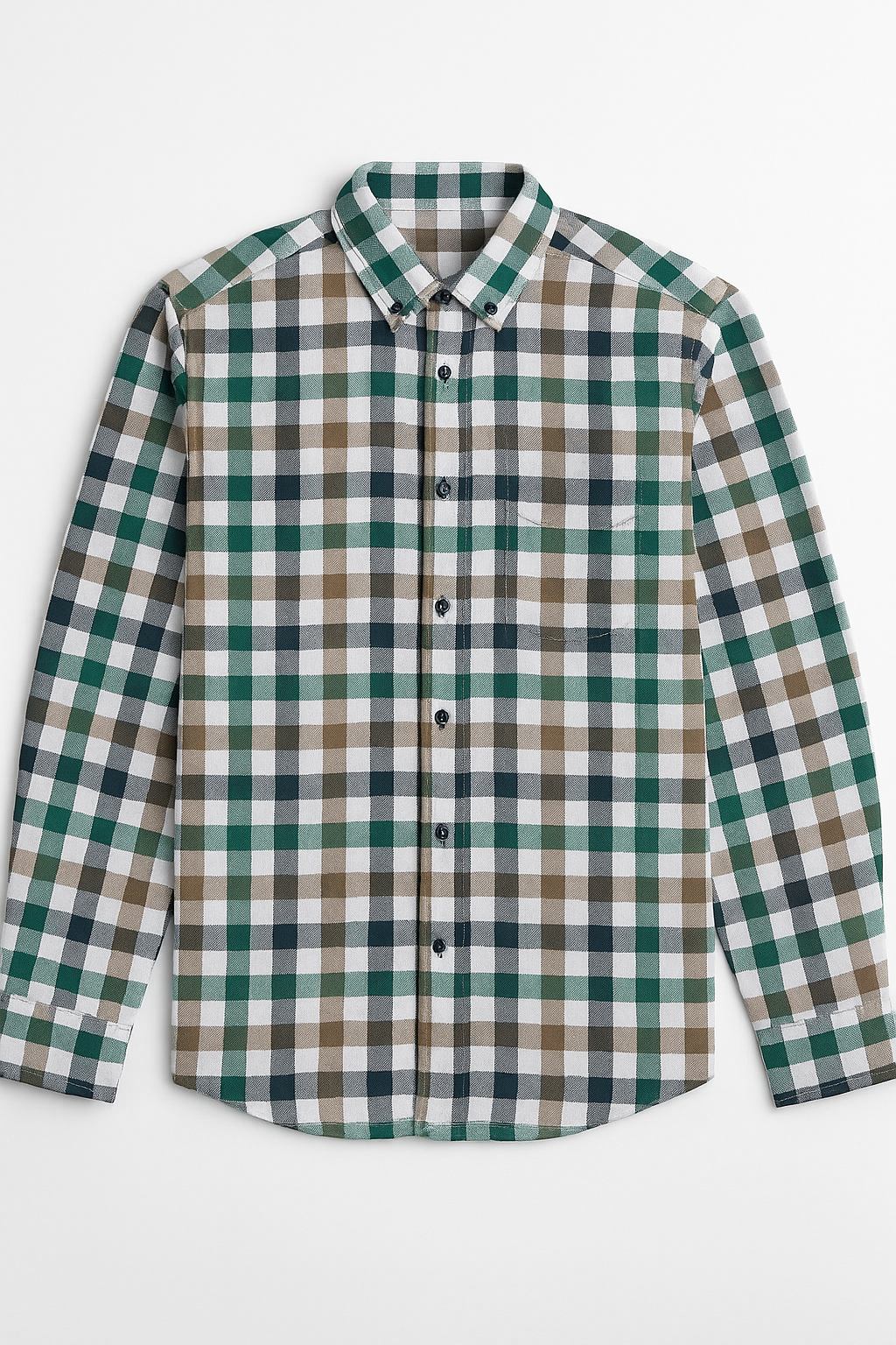 Camisas Para Hombre Oxford De Cuadros B55108 Blanco