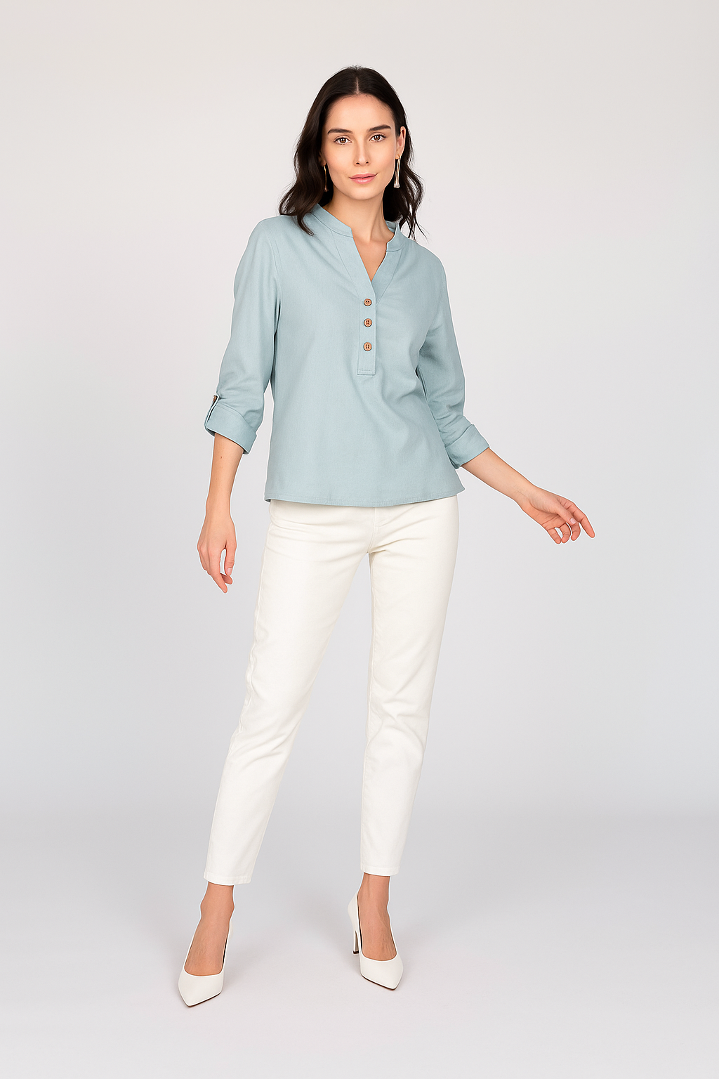 Blusas Para Mujer Tipo Lino Con Aletilla N51143 Aqua