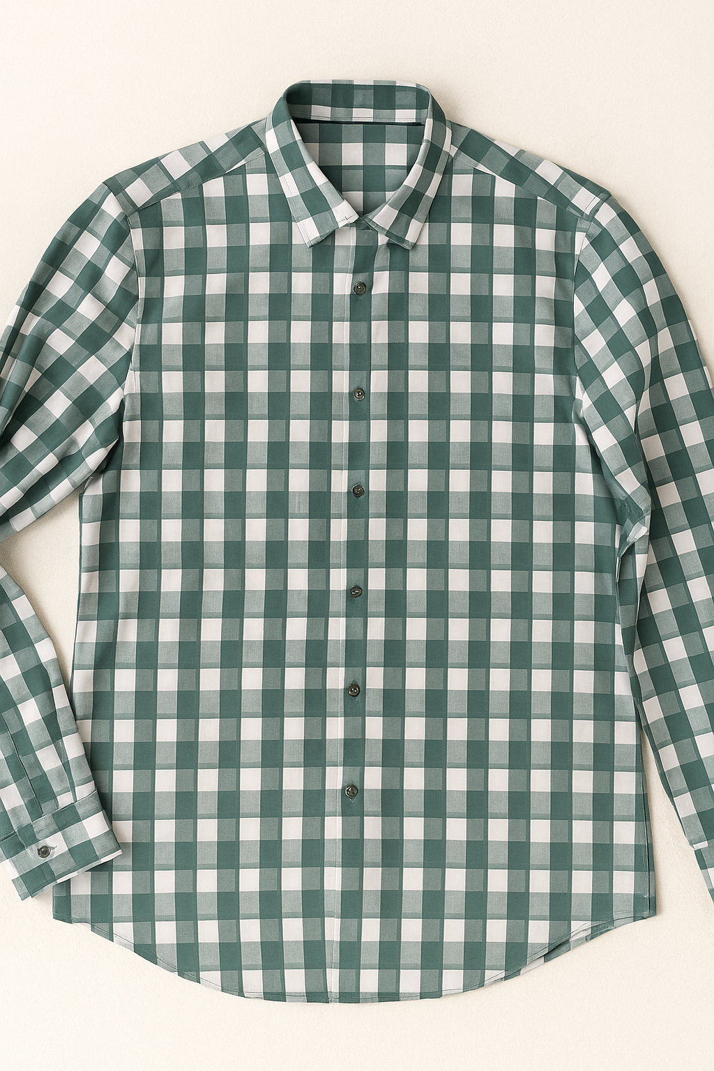Camisas Para Hombre Satinada Cuadros B55311 Verde