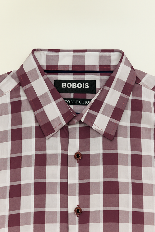 Camisas Para Hombre Satinada Cuadros B55311 Malva
