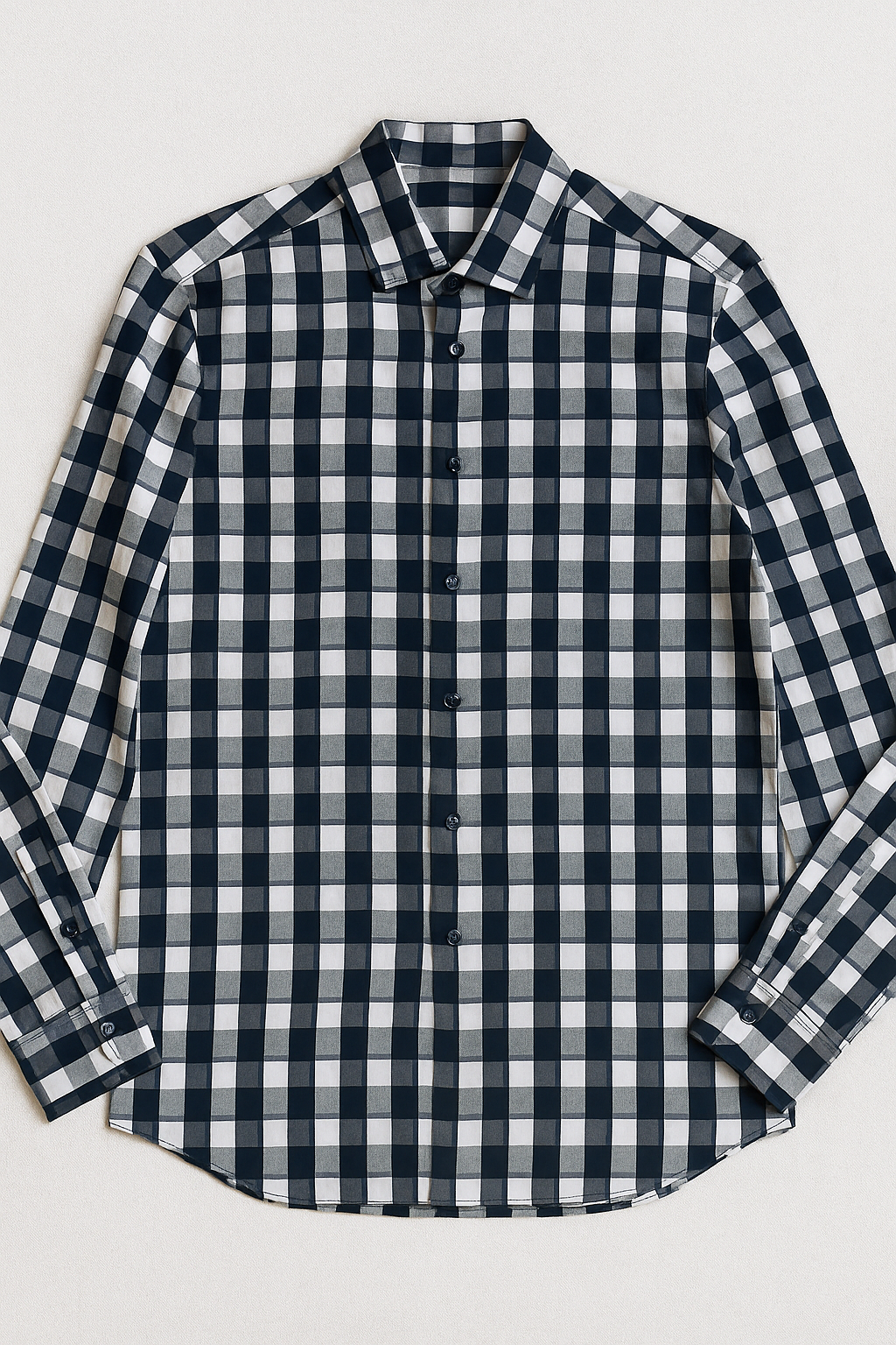 Camisas Para Hombre Satinada Cuadros B55311 Marino