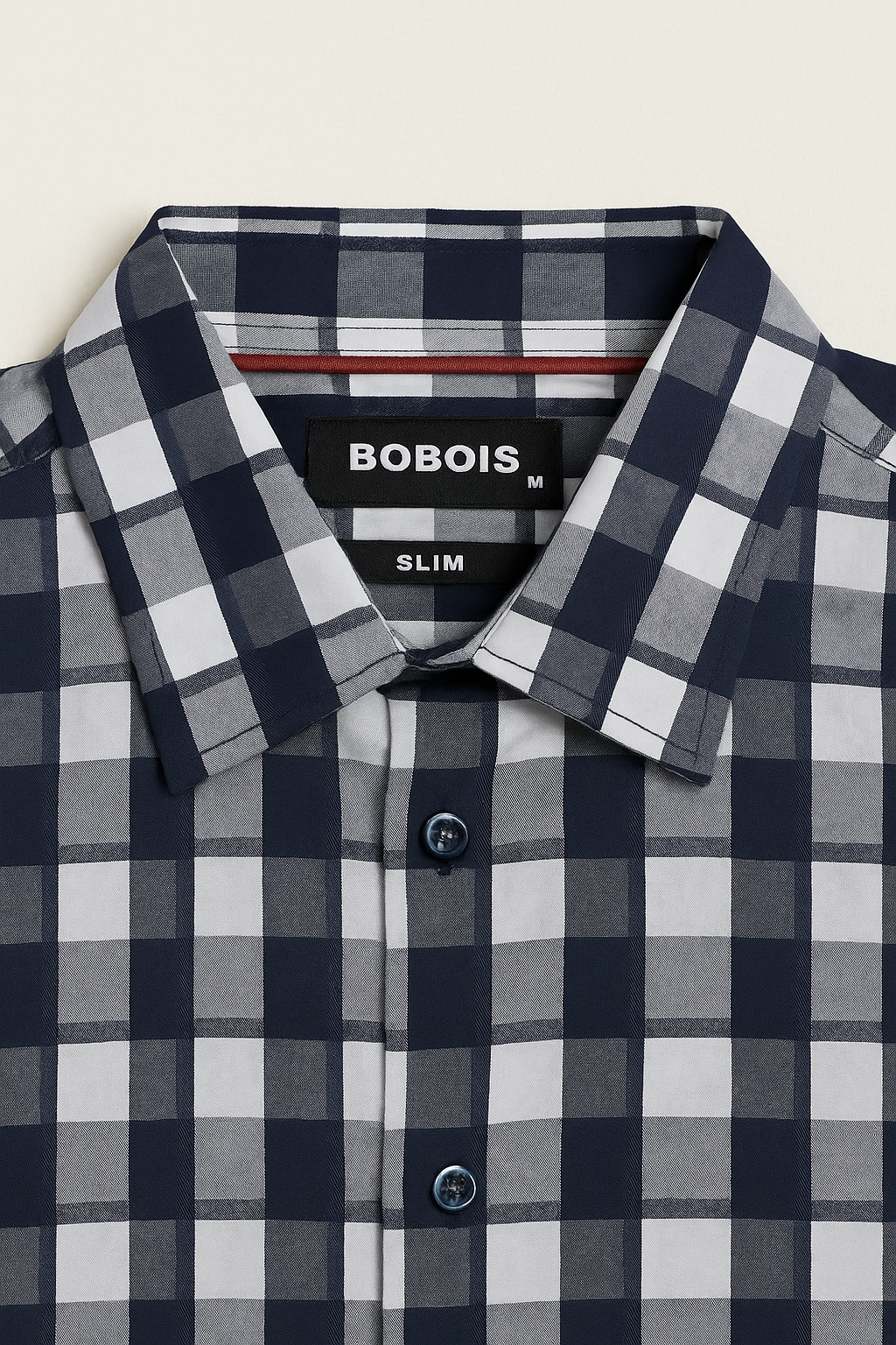 Camisas Para Hombre Satinada Cuadros B55311 Marino