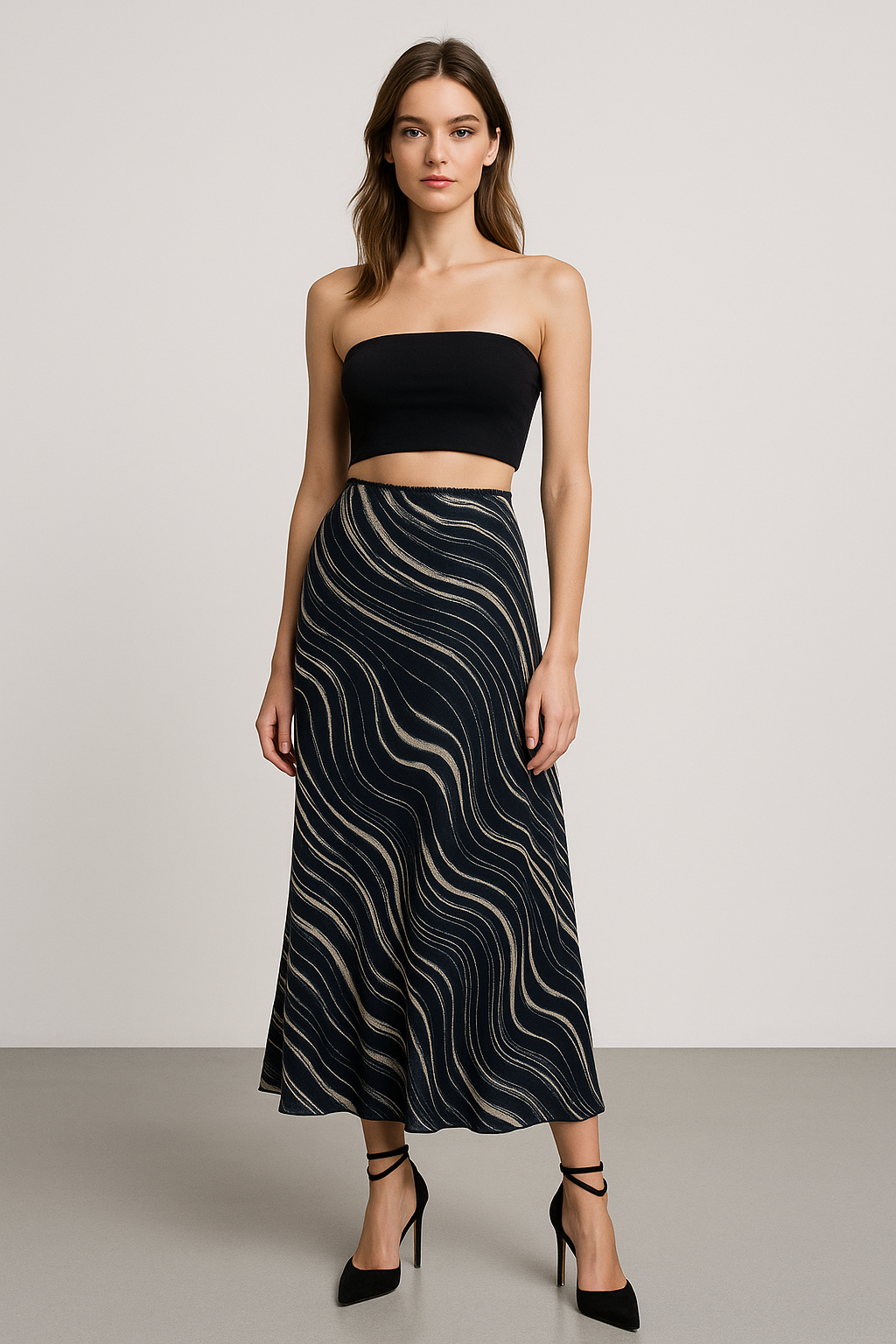 Faldas para Mujer Midi Con Estampado X53100 Negro