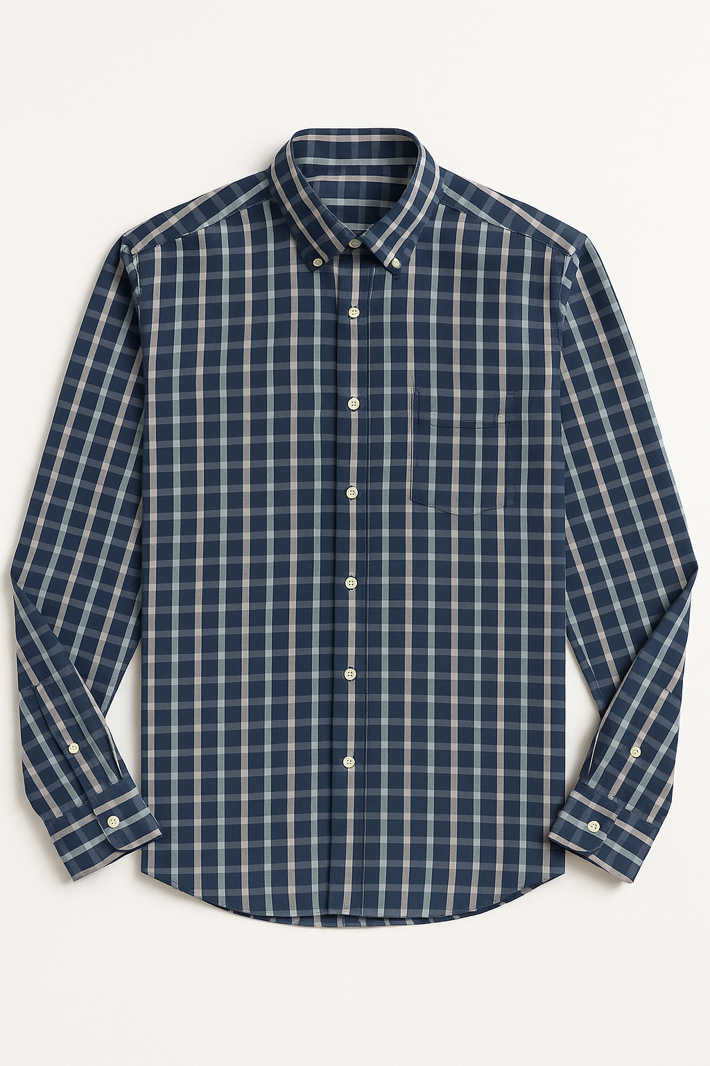 Camisas Para Hombre Cuadros Button Down B55104 Marino