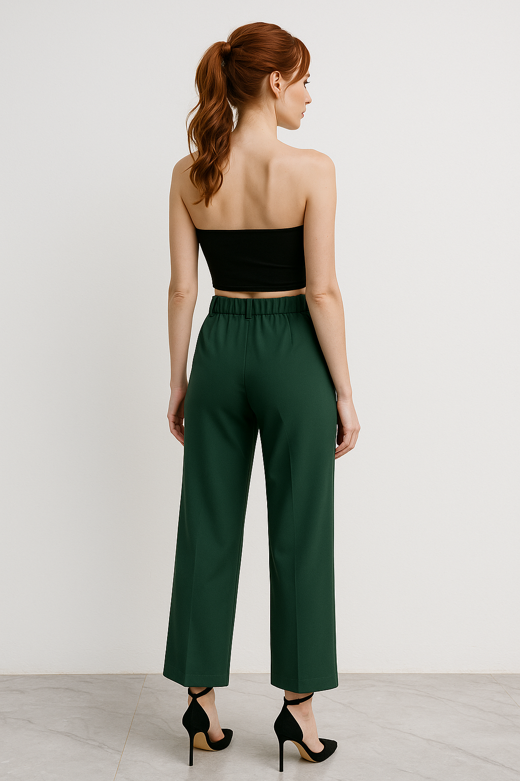 Pantalones Para Mujer Liso Basico con Pinzas W53100 Verde