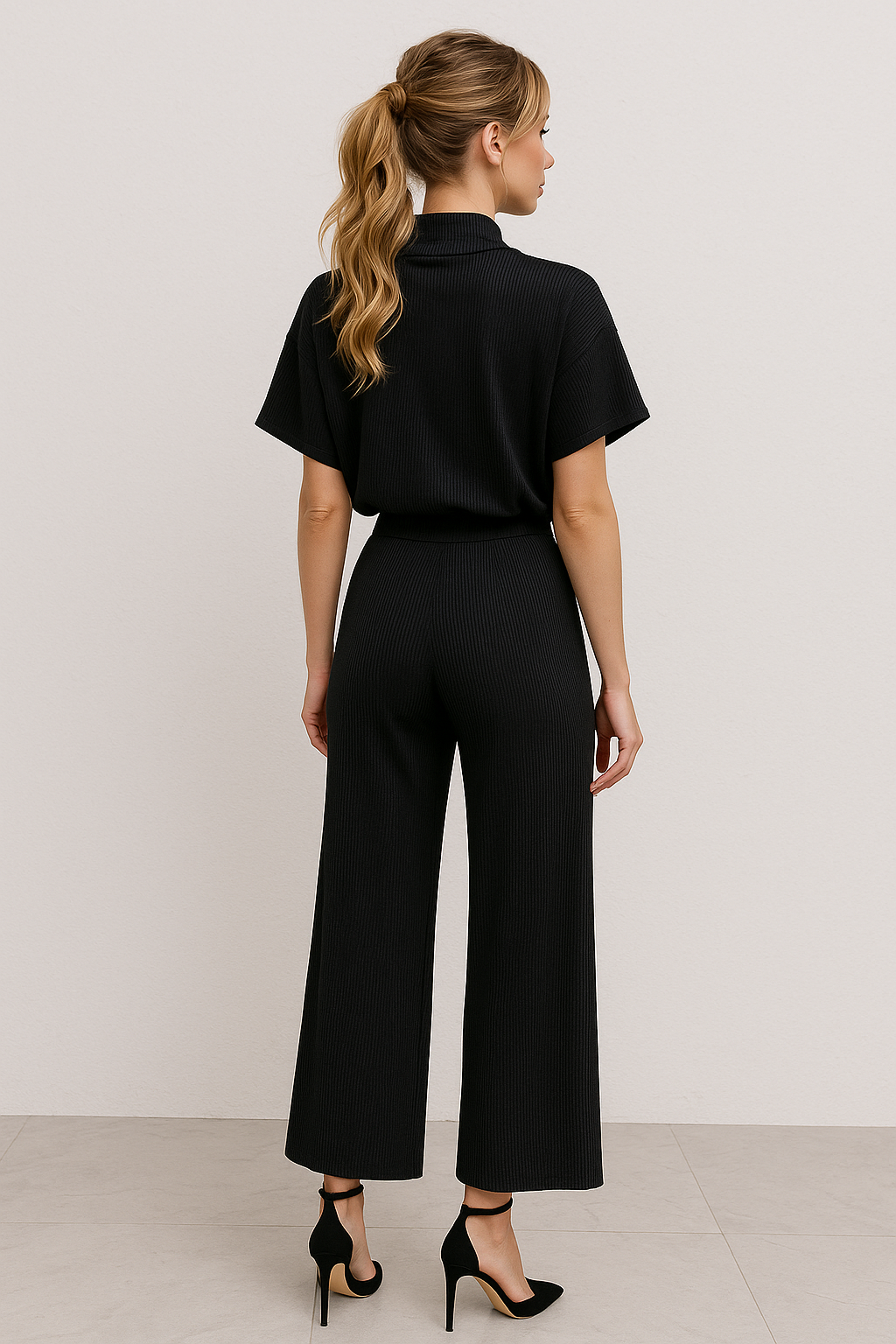 Blusas Para Mujer Amplia De Canal Cuello Alto N53132 Negro