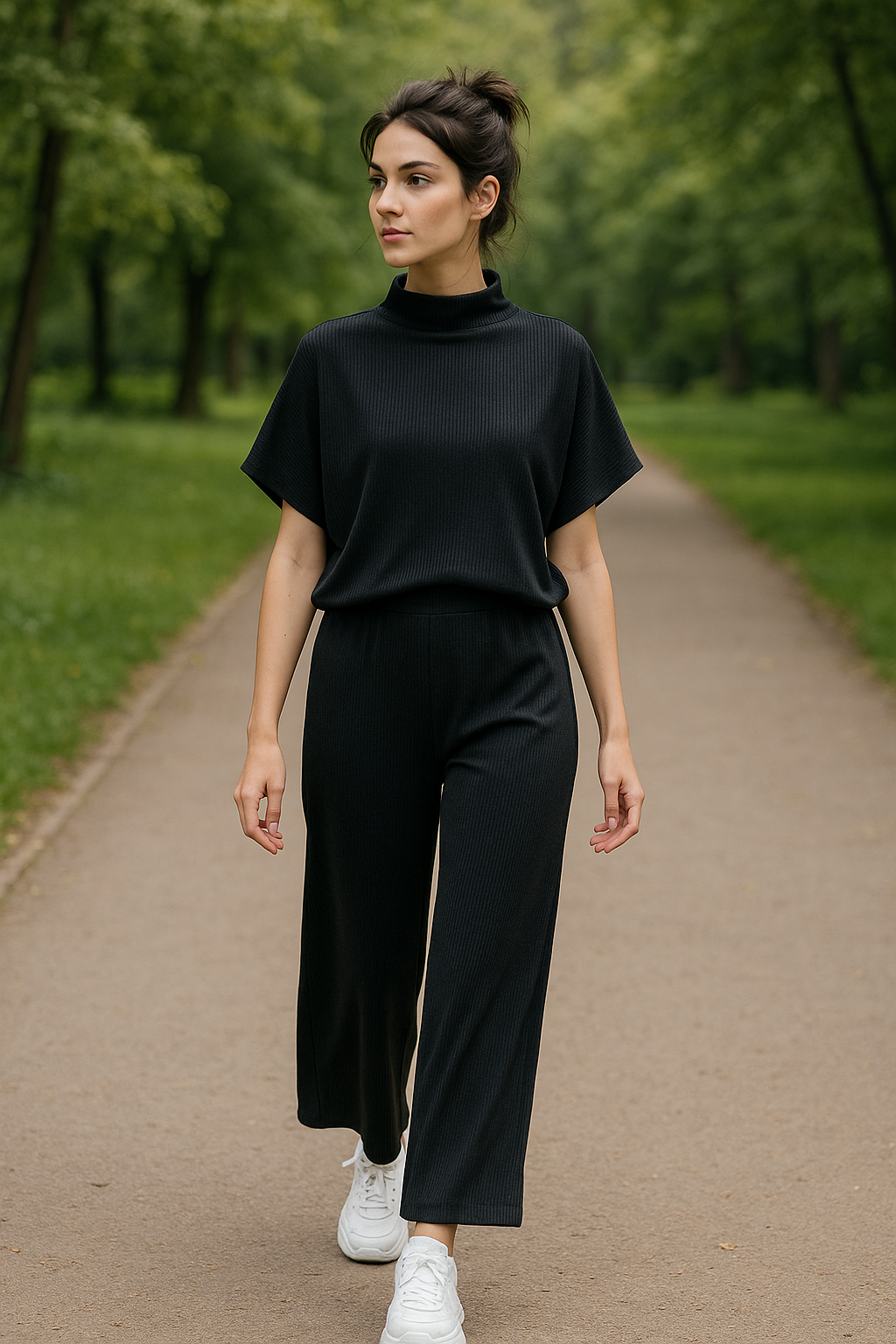 Blusas Para Mujer Amplia De Canal Cuello Alto N53132 Negro