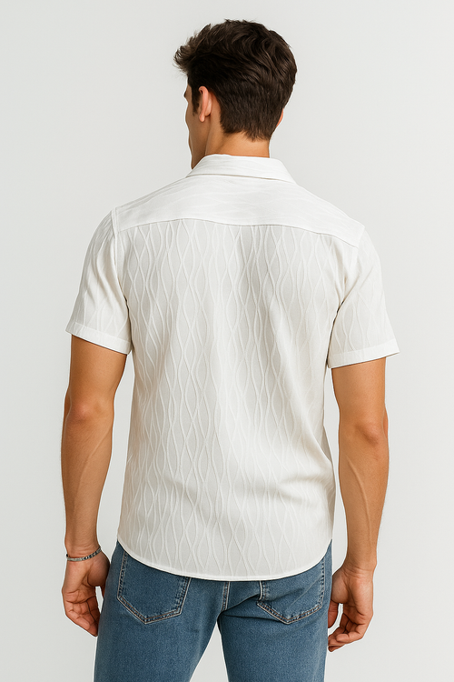 Camisas Para Hombre Soft Touch Jacquard B55361 Blanco
