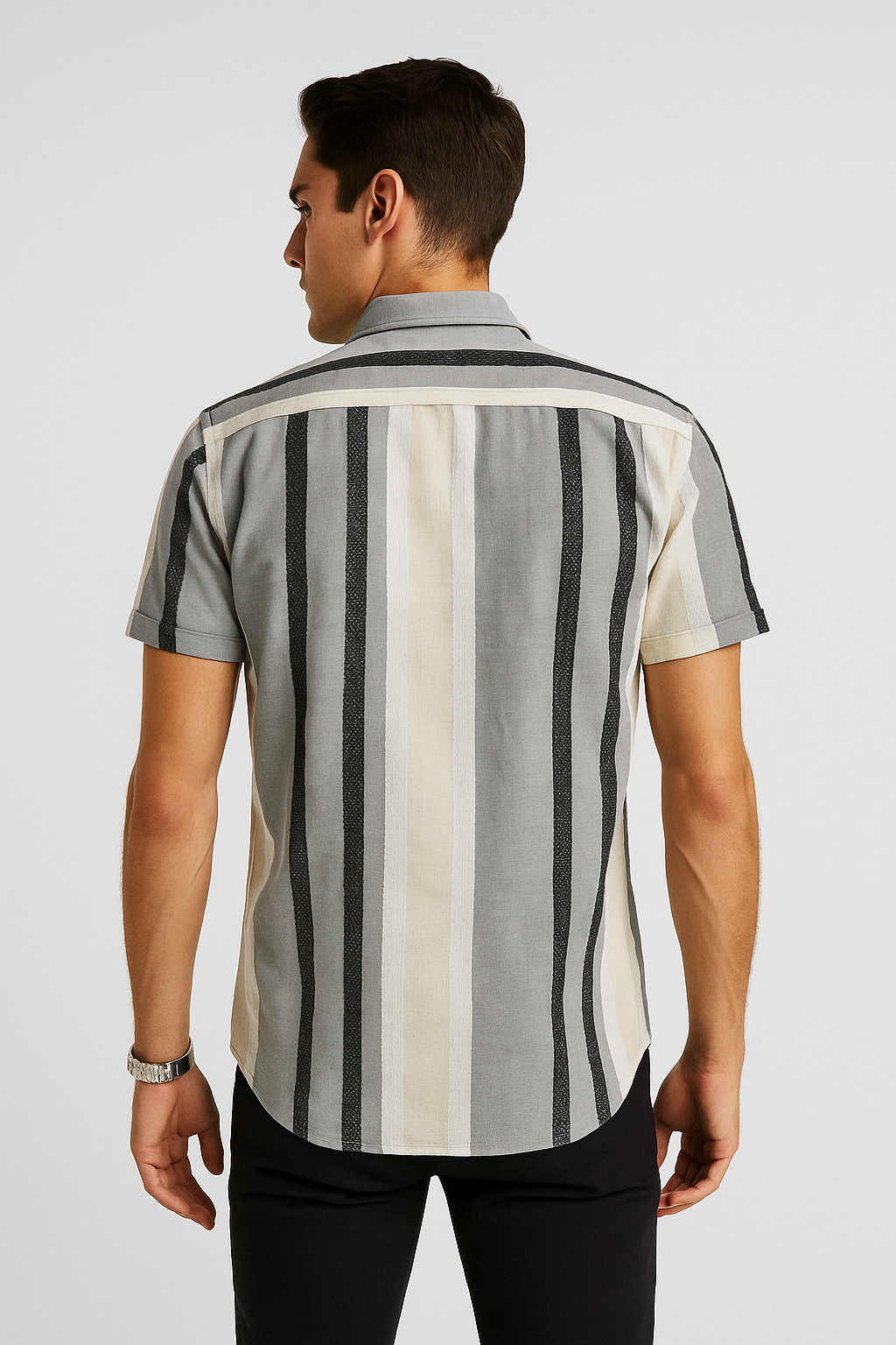 Camisas Para Hombre Manga Corta Chenille B55358 Crema