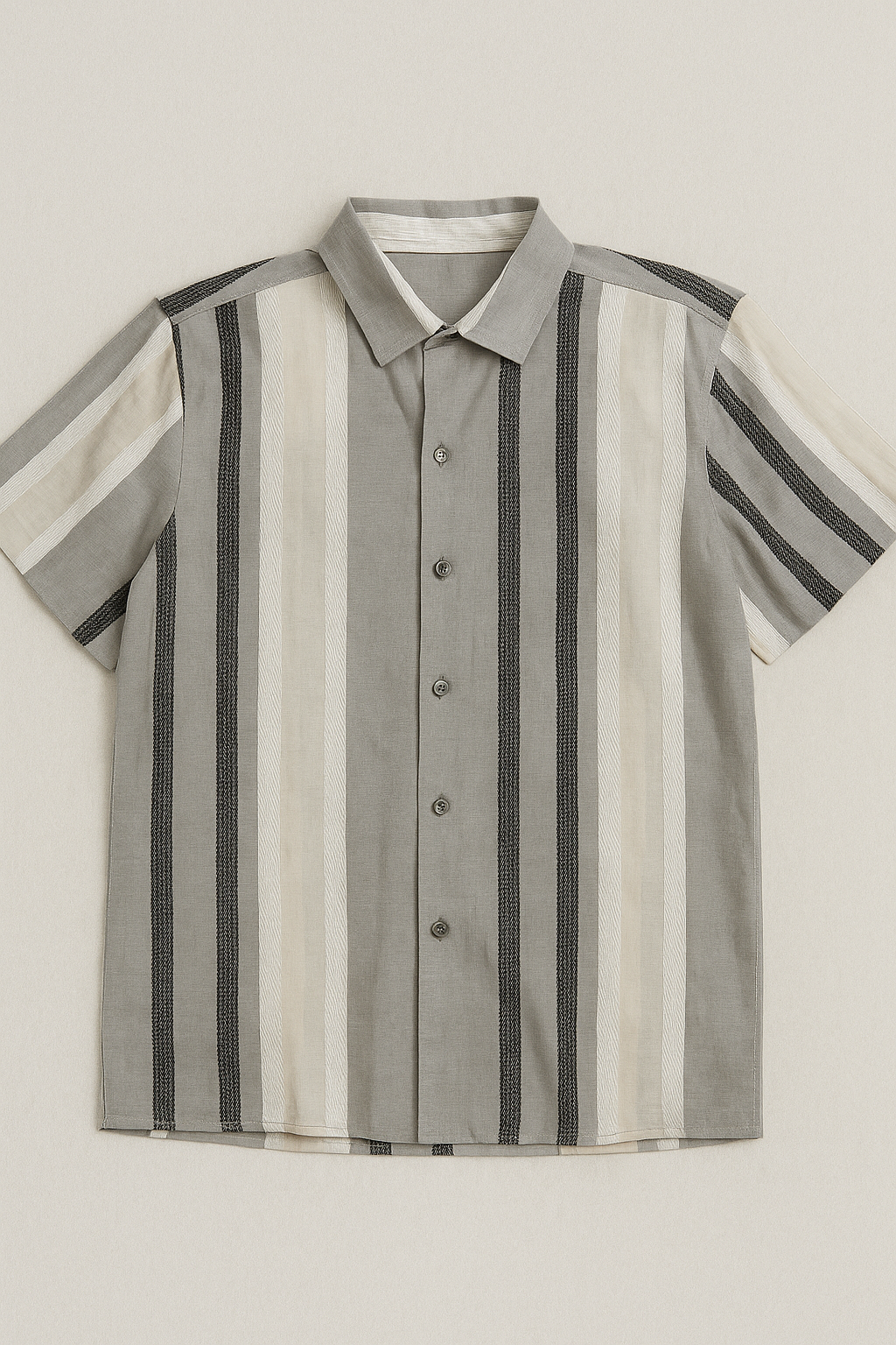 Camisas Para Hombre Manga Corta Chenille B55358 Crema