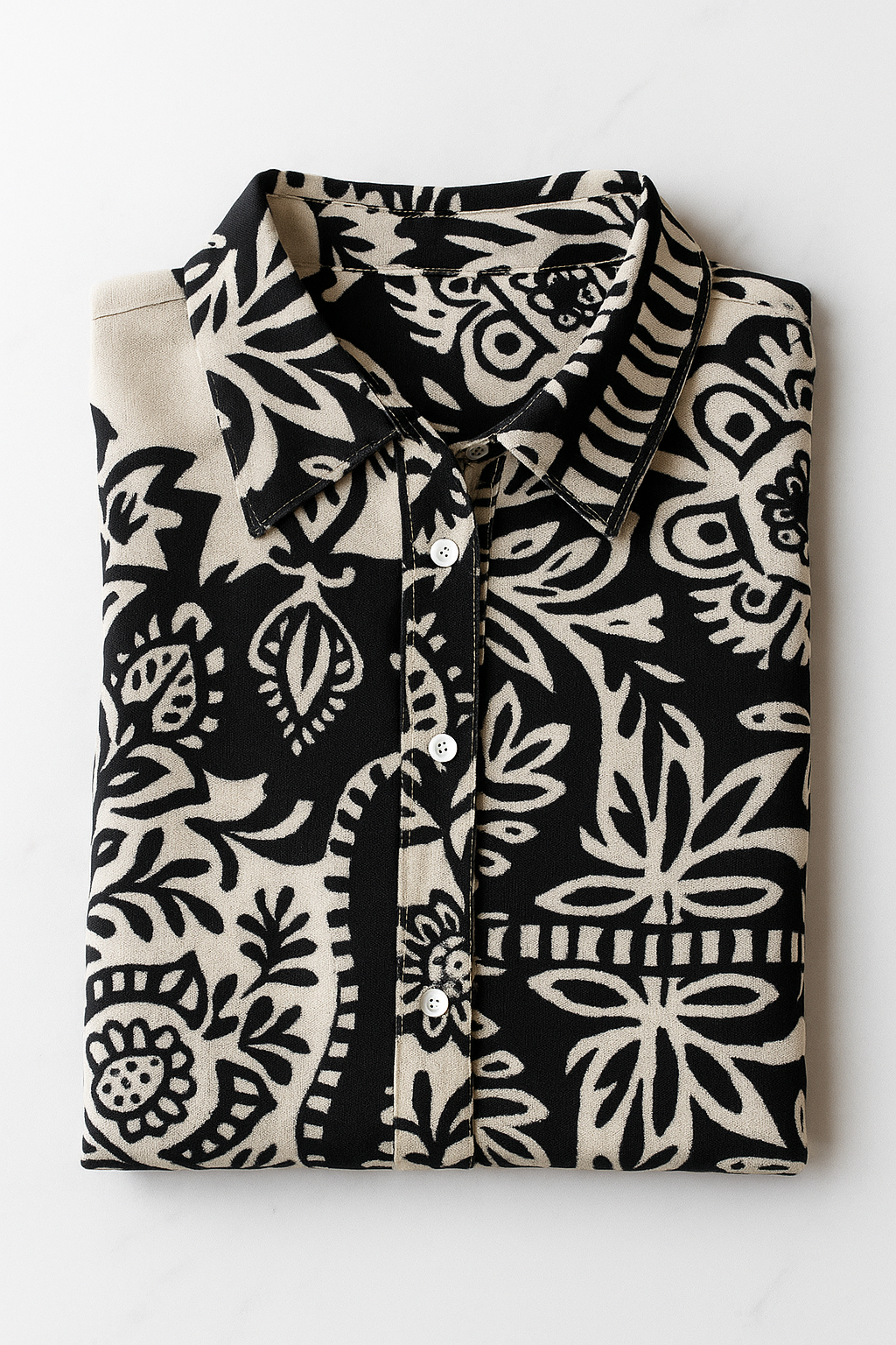 Blusas Para Mujer Camisera Oversize Floreada N51130 Negro