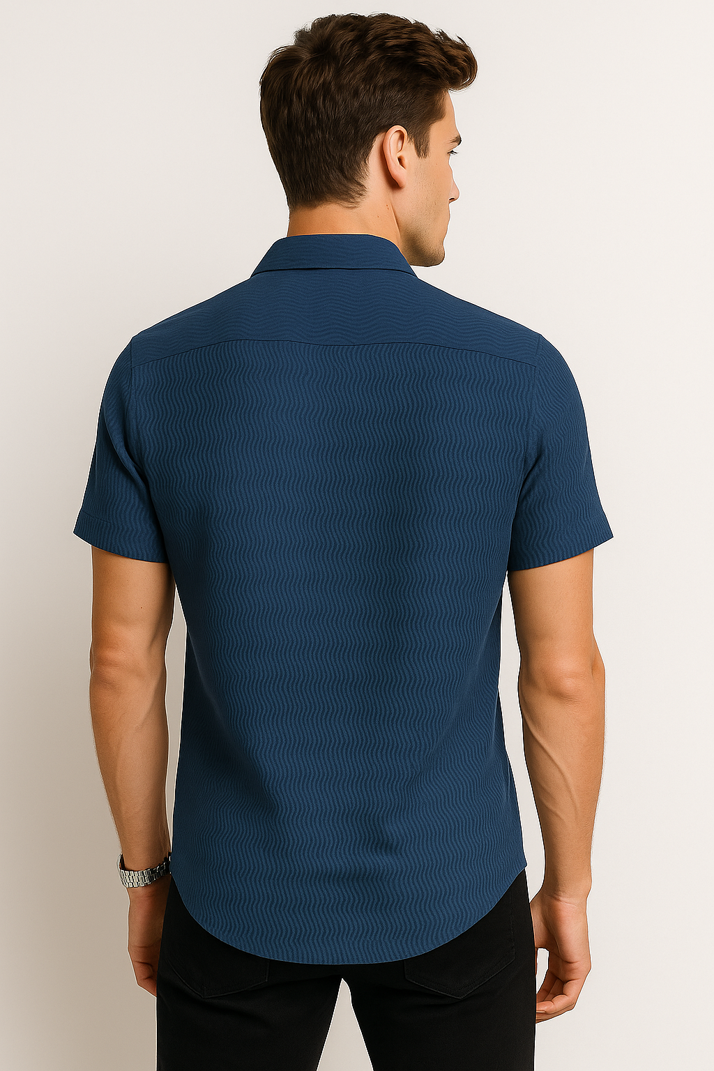 Camisas Para Hombre Jacquard Soft Touch B55362 Azul