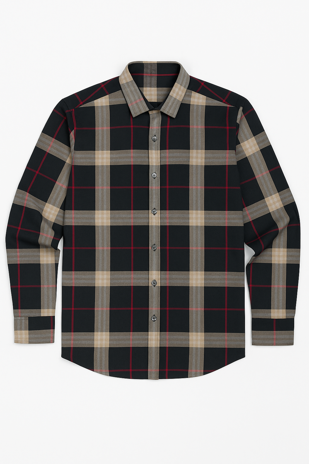 Camisas Para Hombre Cuadros Grandes B55309 Negro