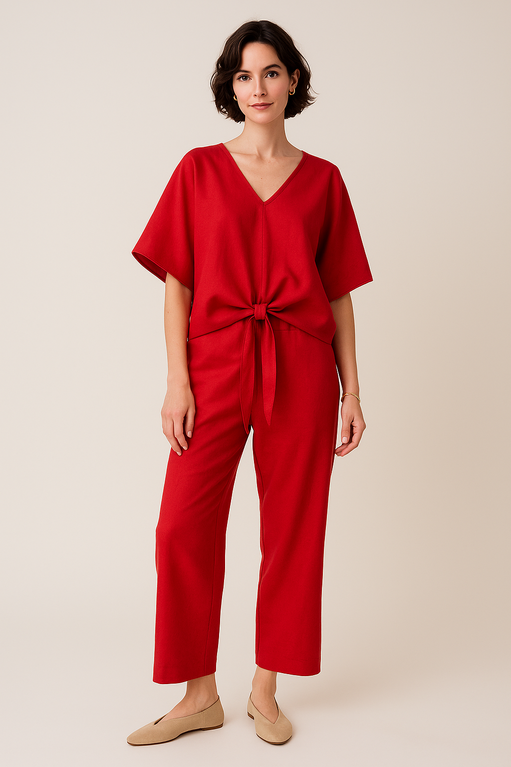 Blusas Para Mujer Oversize Con Nudo N51149 Rojo