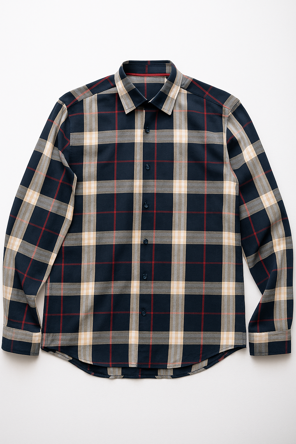 Camisas Para Hombre Cuadros Grandes B55309 Marino