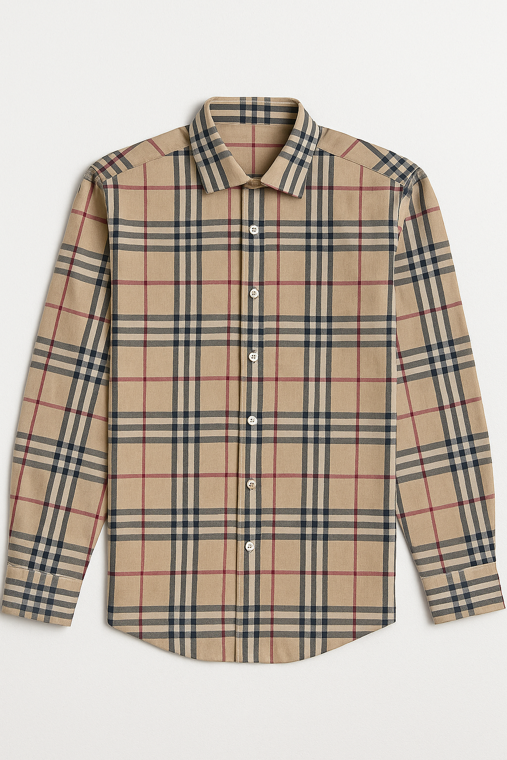 Camisas Para Hombre Cuadros Grandes B55309 Beige