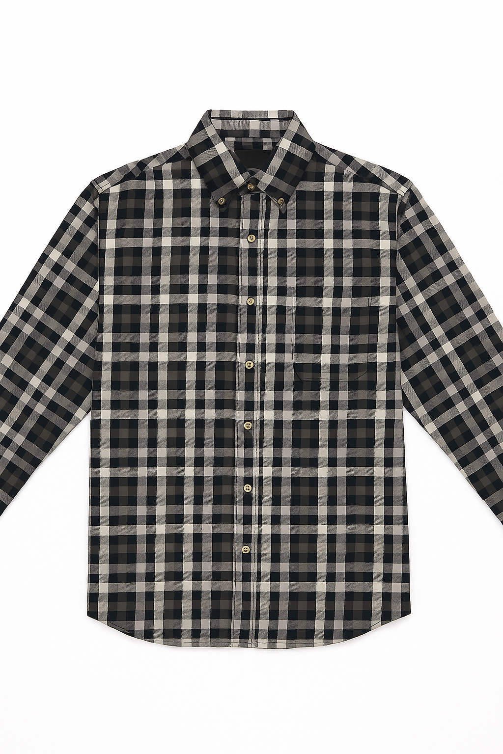 Camisas Para Hombre Cuadros Button Down B55103 Negro