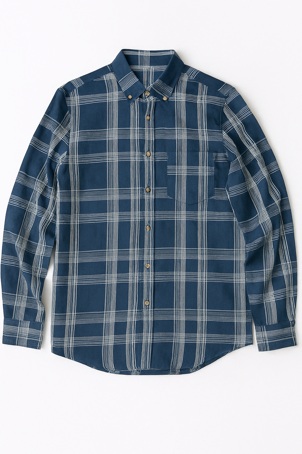 Camisas Para Hombre Cuadros Button Down B55102 Marino
