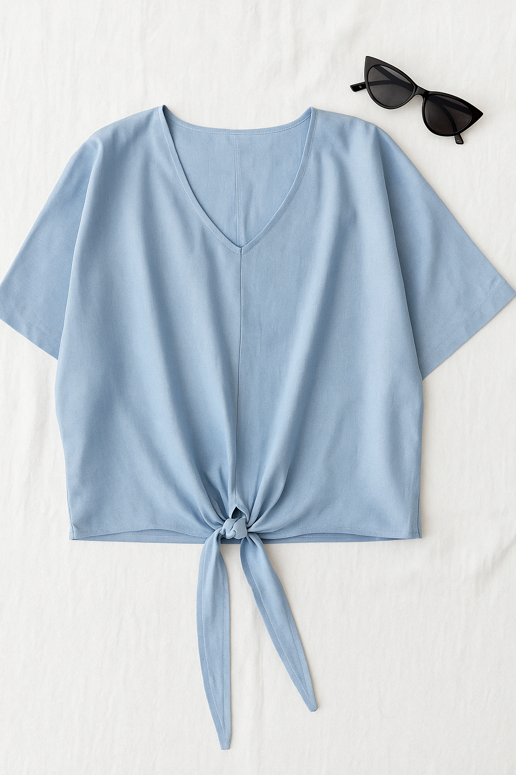 Blusas Para Mujer Oversize Con Nudo N51149 Azul