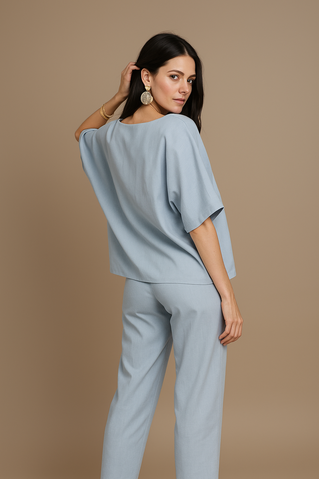 Blusas Para Mujer Oversize Con Nudo N51149 Azul