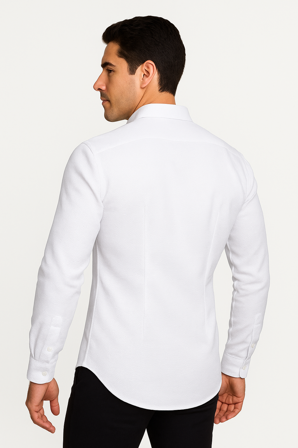 Camisas Para Hombre Manga Larga Jacquard Lisa B51331 Blanco