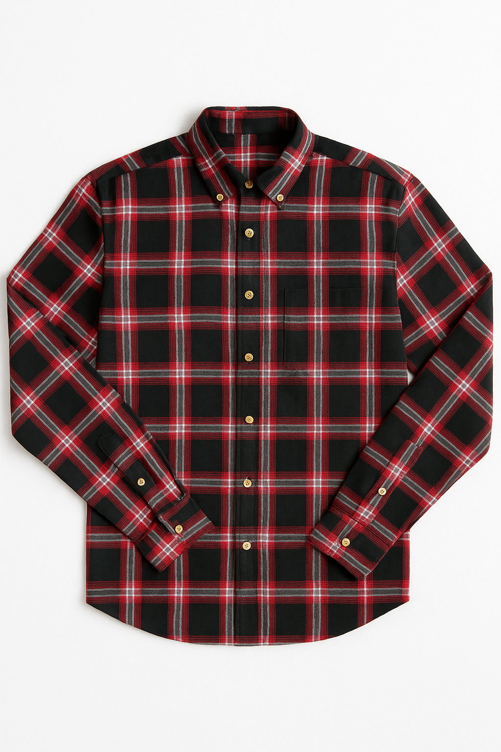 Camisas Para Hombre Manga Larga Cuadros B45123 Negro
