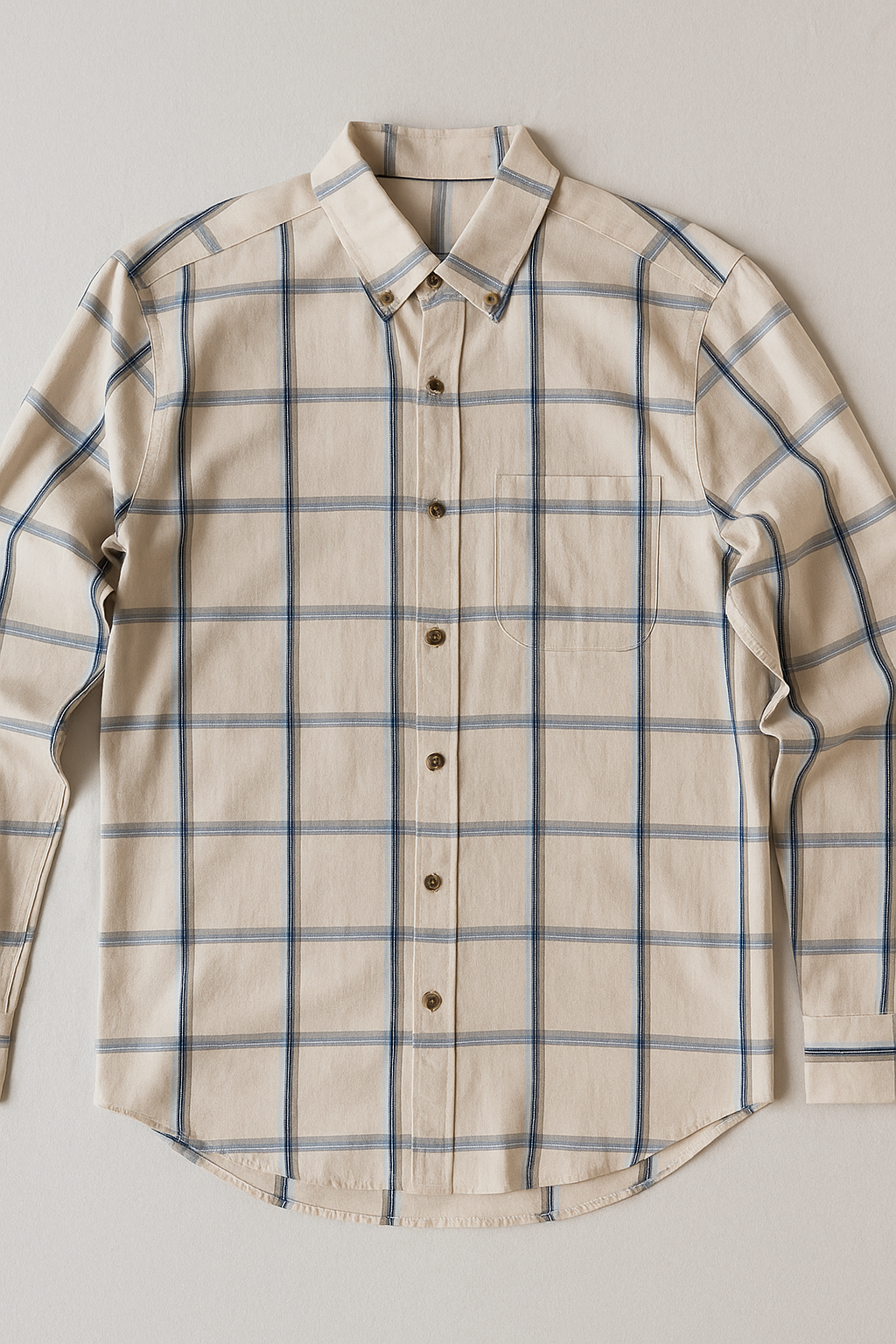 Camisas Para Hombre Cuadros Button Down B55106 Beige