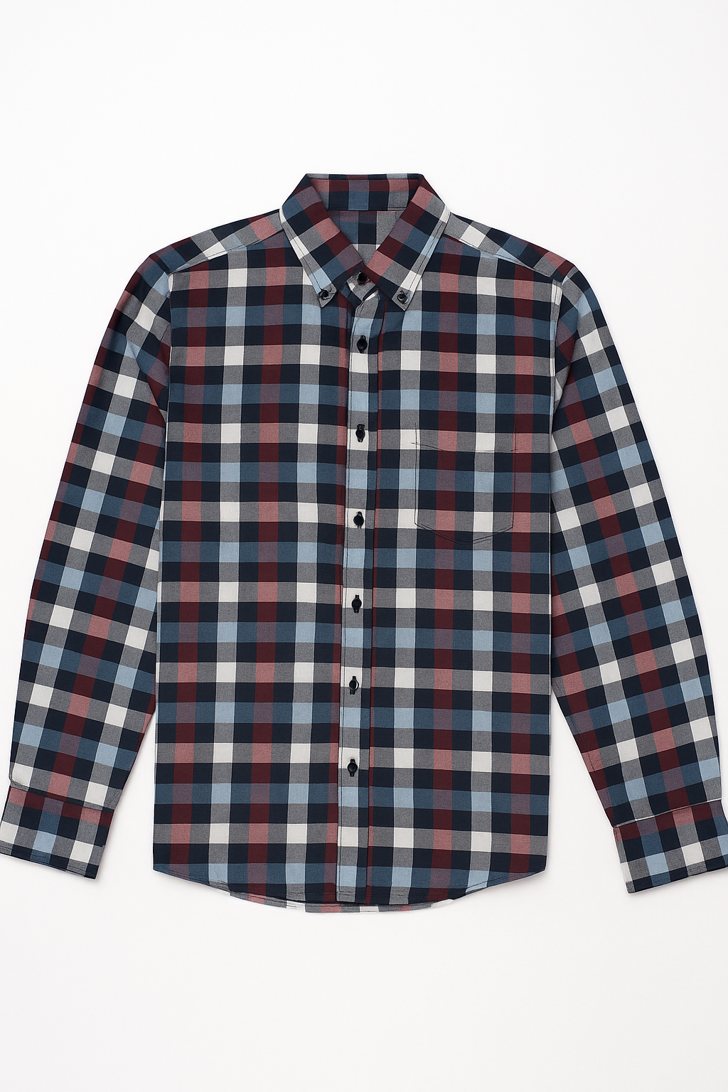 Camisas Para Hombre Oxford De Cuadros B55108 Azul