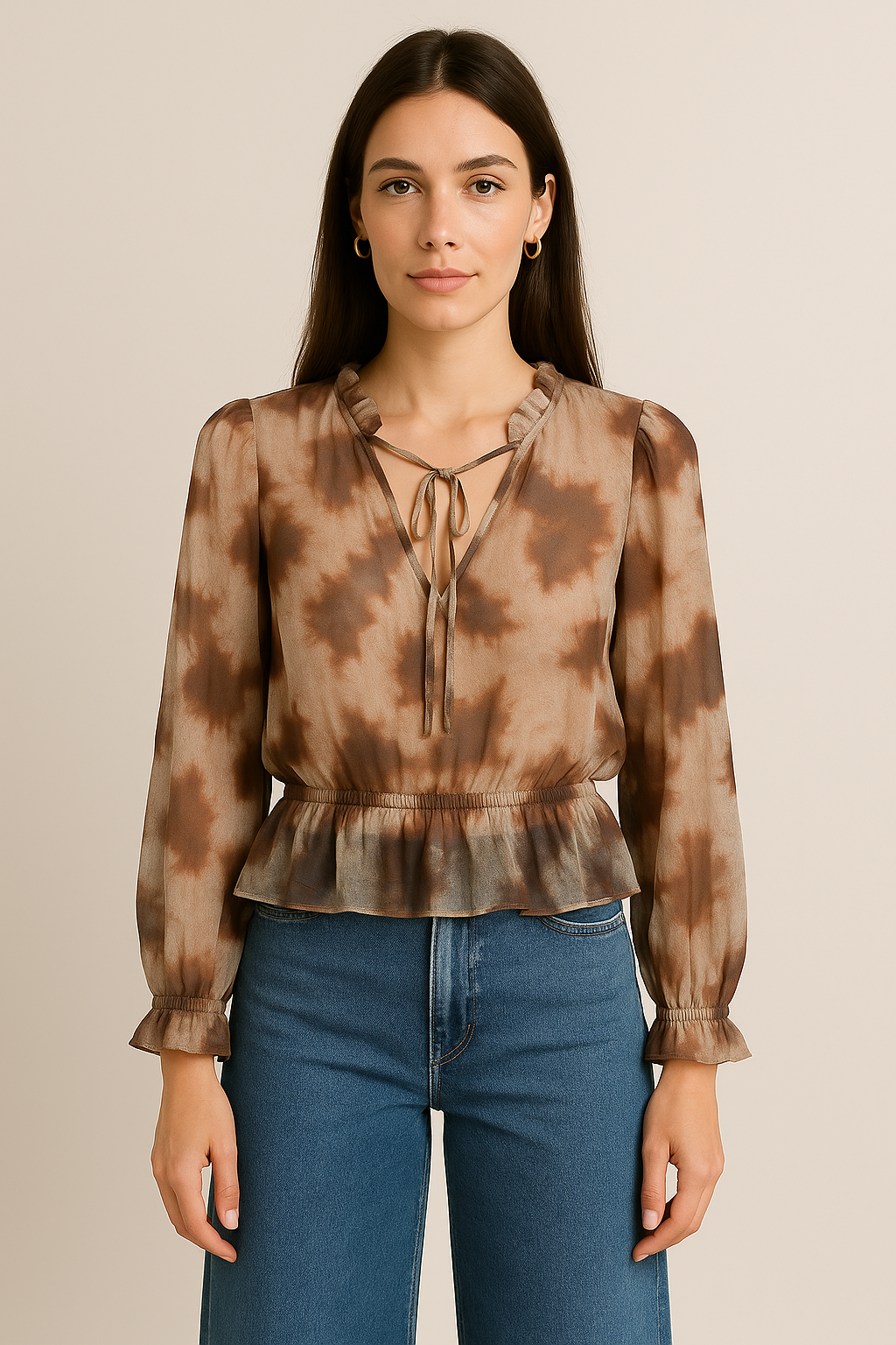 Blusas Para Mujer Chiffon Estampado Vaquero N53117 Unico