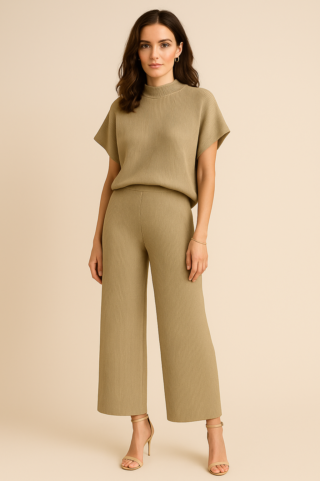 Sets Para Mujer Tejido 2 Pz De Blusa Y Pantalón O53203 Arena