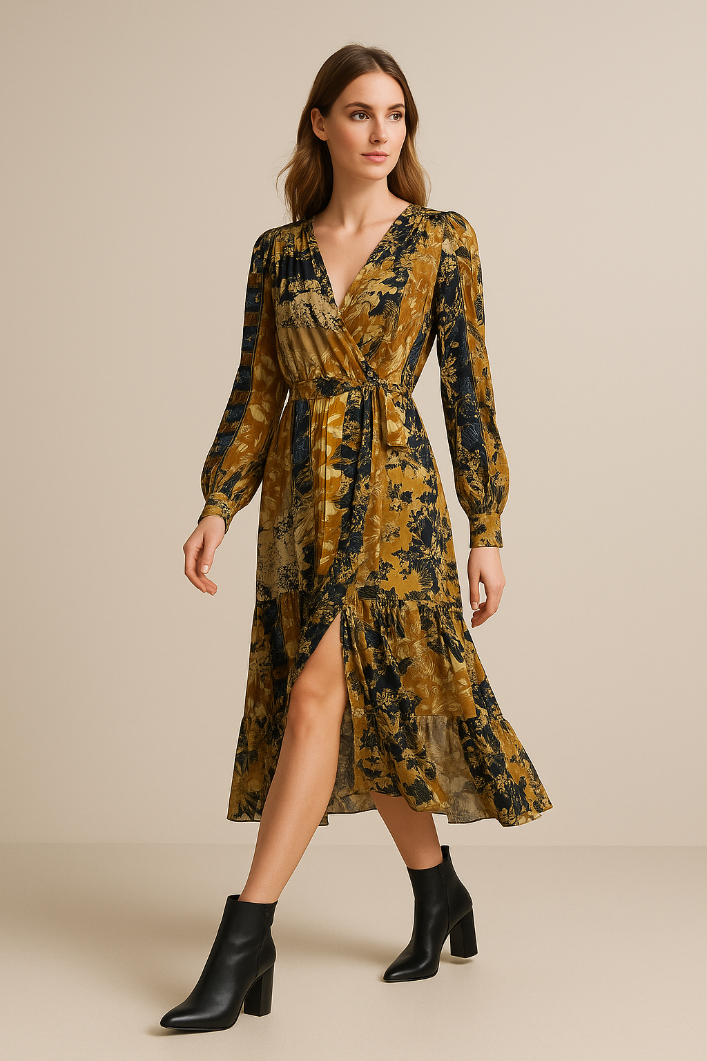 Vestidos Para Mujer Lago Cruzado Con Abertura S53117 Unico