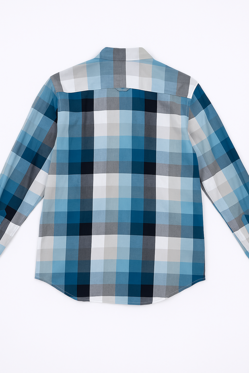Camisas Para Hombre Manga Larga Cuadros Soft B55107 Azul