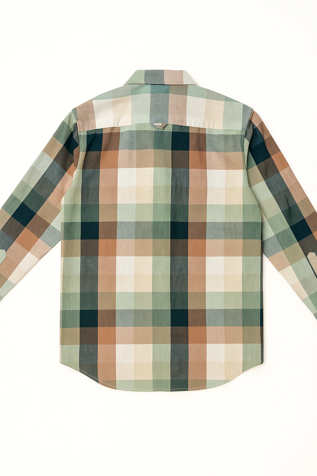 Camisas Para Hombre Manga Larga Cuadros Soft B55107 Crema