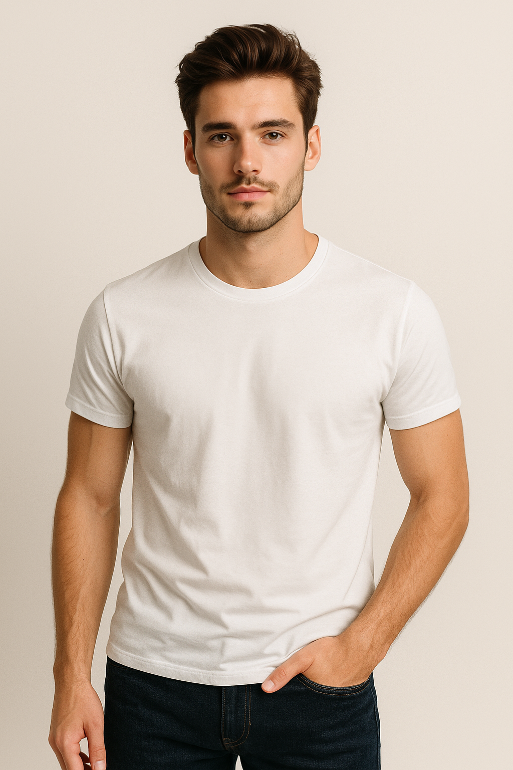 Playeras Para Hombre Cuello Redondo Basica APCR Blanco