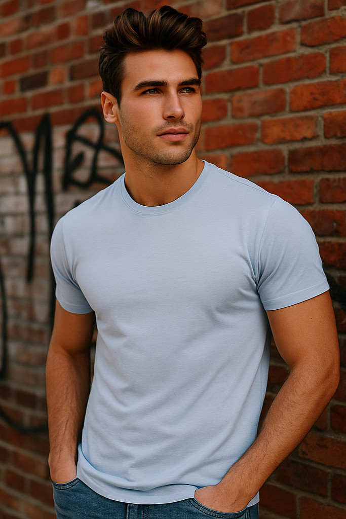 Playeras Para Hombre Cuello Redondo Basica APCR Nube