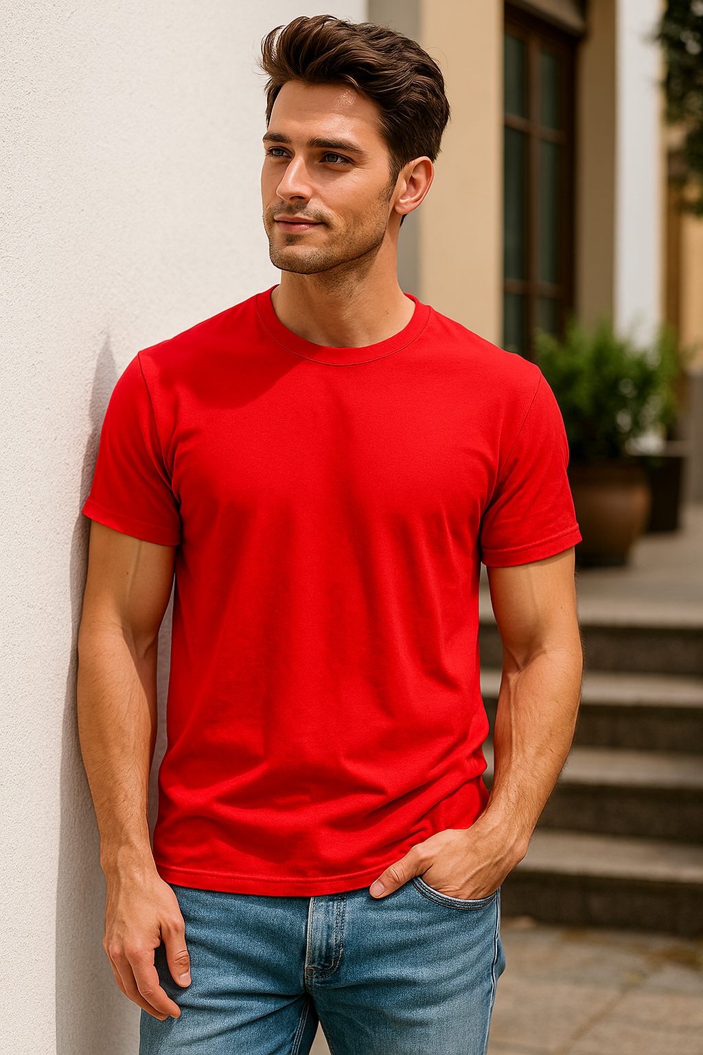 Playeras Para Hombre Cuello Redondo Basica APCR Rojo