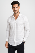 Camisas Para Hombre Satinada De Rayas B55302 Blanco