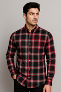 Camisas Para Hombre Manga Larga Cuadros B45123 Negro