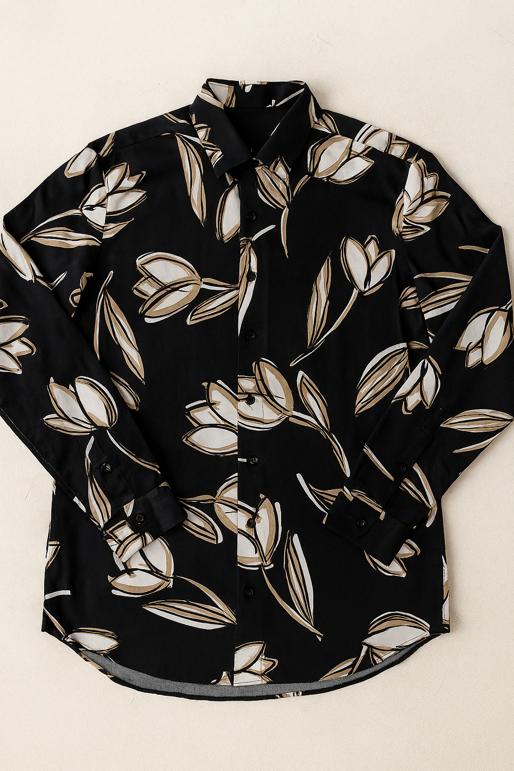 Camisas Para Hombre Estampado De Arte B55504 Negro